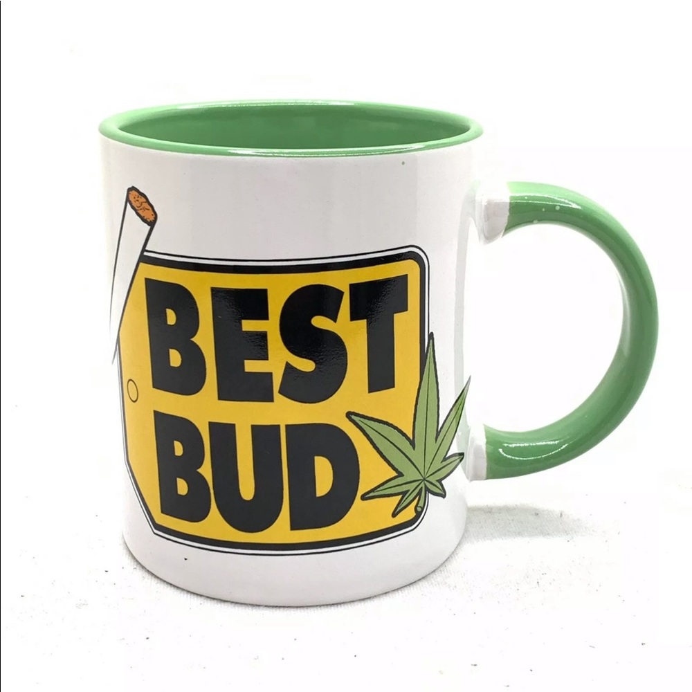 Best Bud Coffee Cup Mug Ceramic Green Whit…